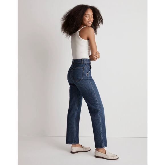 Madewell Perfect Vintage Straight Jeans Blue High Rise Button Zip Pocket Sz 28 - Picture 2 of 14